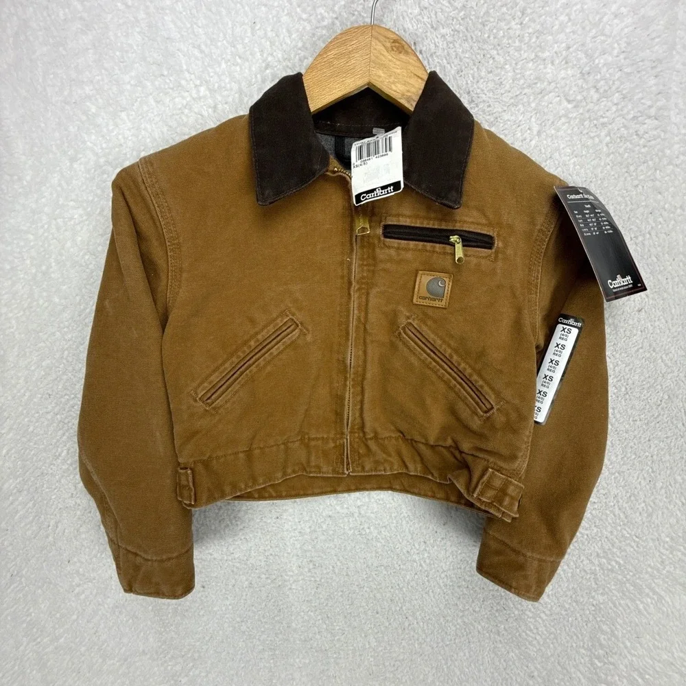 Carhartt Detroit Jacket Fleece Lined Youth‎ XS (4/5) YYJ97 BRN Brown NWT NOS